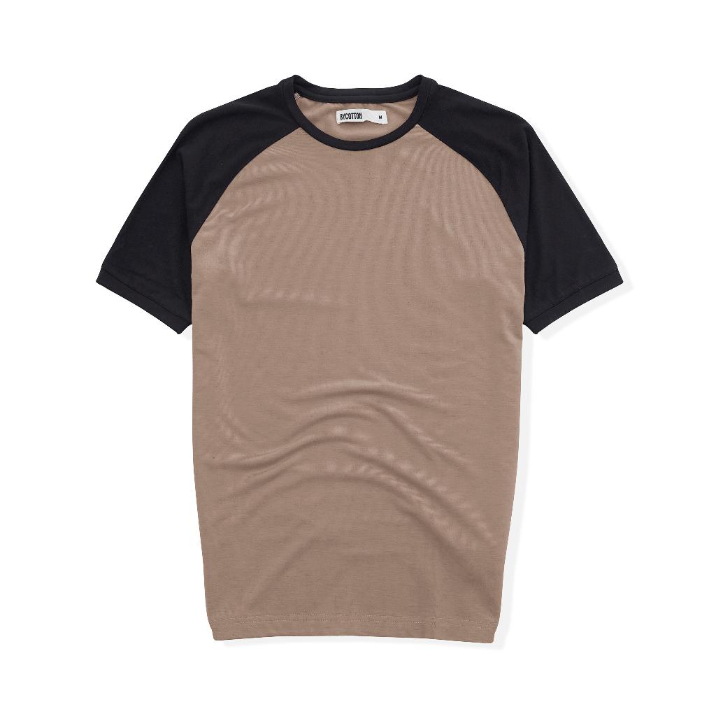 Áo Thun Ngắn Tay Cổ Tròn Nam BY COTTON Brown Black Raglan Tee