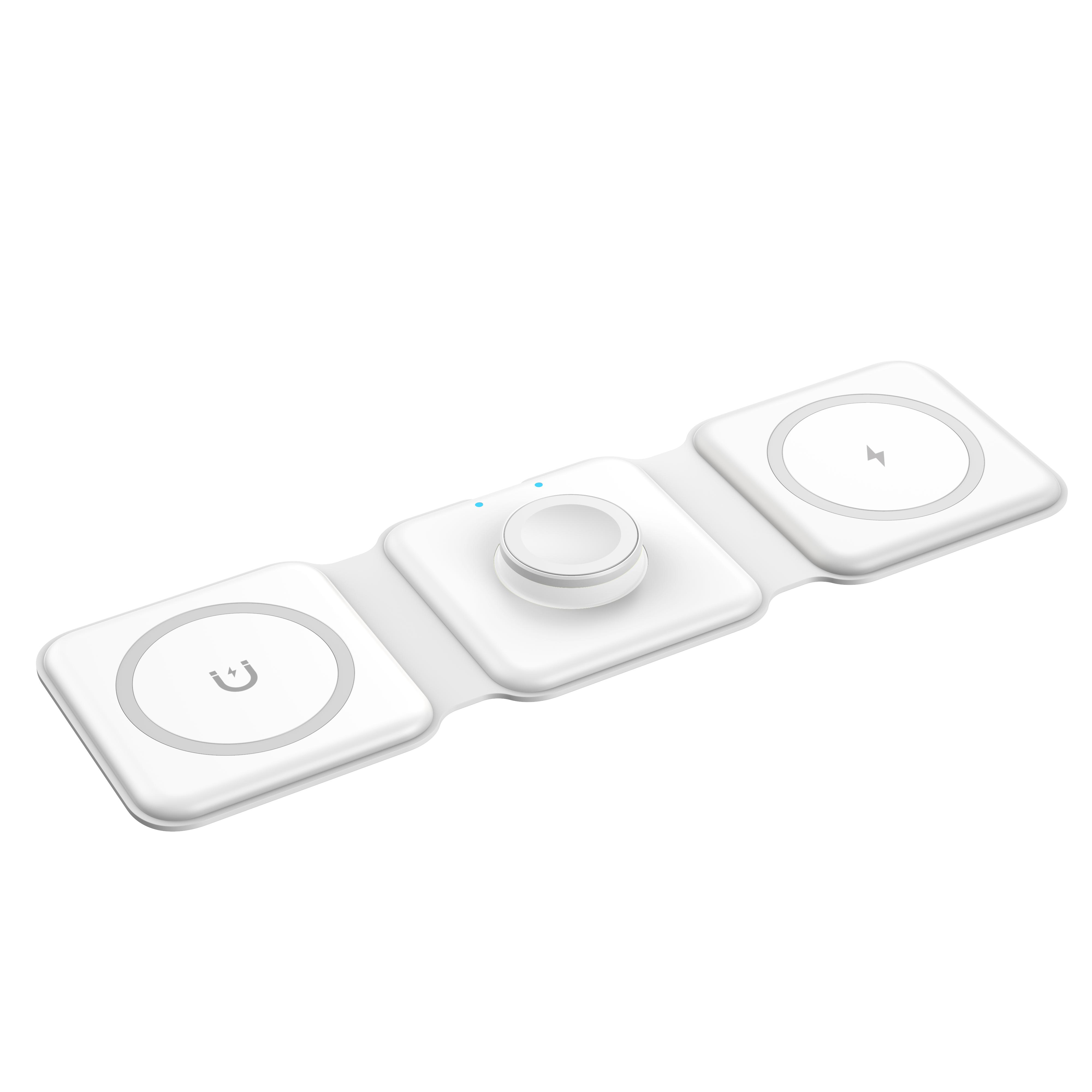 3-in-1 Folding Magnetic Wireless Charger Touch-control Night Light 15w Fast Charging Station For Phone Watch Headphones