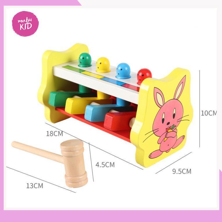 Đồ Chơi Gỗ - Đập Chuột Hình Thỏ - Đồ Chơi Giáo dục Thông Minh Cho Bé