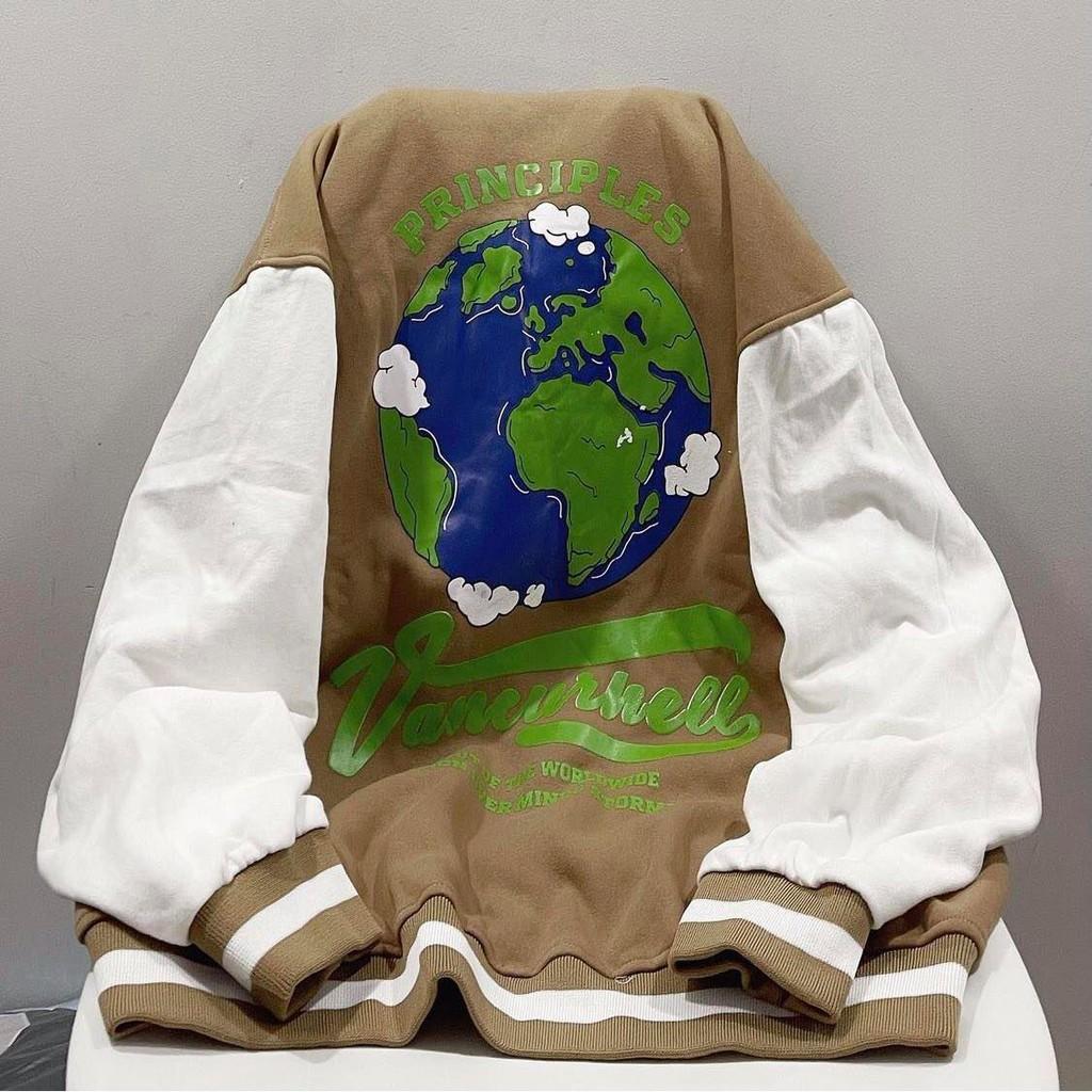 Áo Khoác Cardigan Nỉ Bông In TRÁI ĐẤT Unisex Nam Nữ Form Rộng Ulzzang KUN
