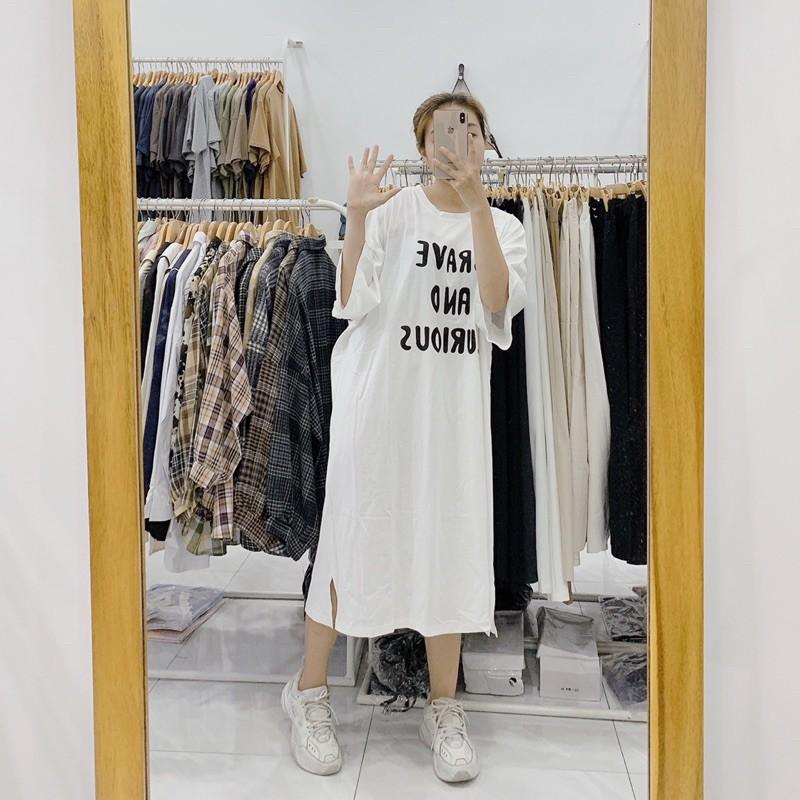 Váy suông cotton xẻ tà