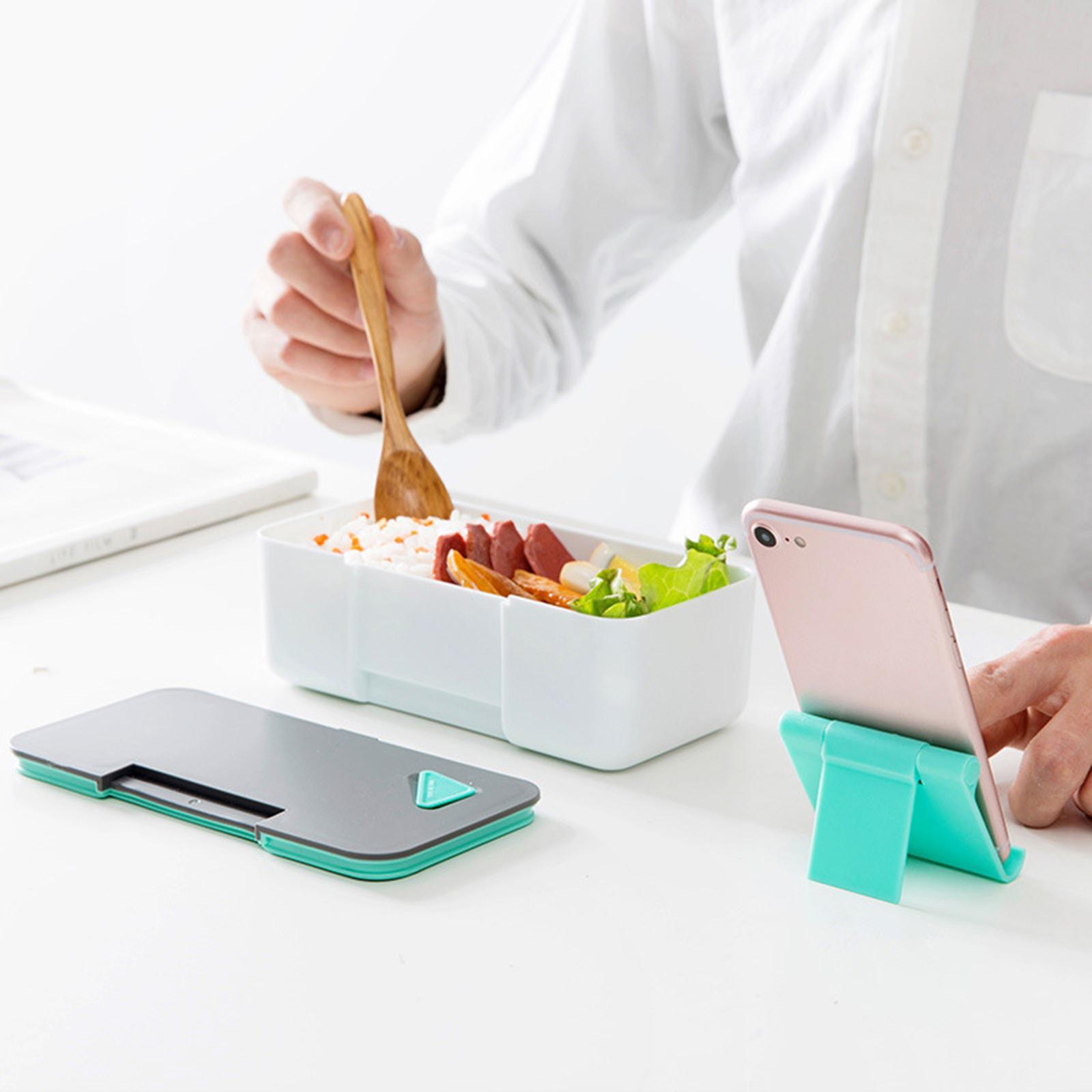 Japanese Lunch Box Creative with Mobile Phone Holder for Sushi Students Sky Blue