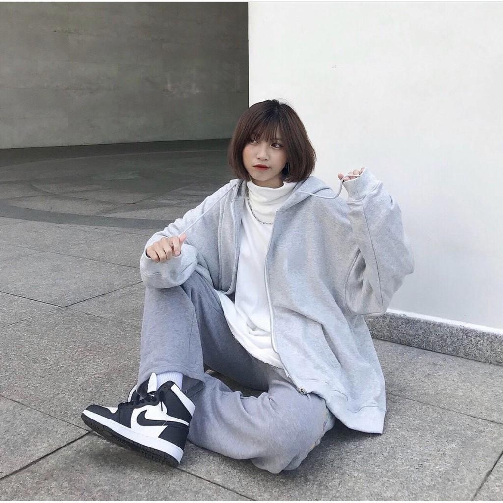 Áo KHOÁC Hoodie TRƠN XÁM Nam Nữ Ulzzang Unisex 1hitshop