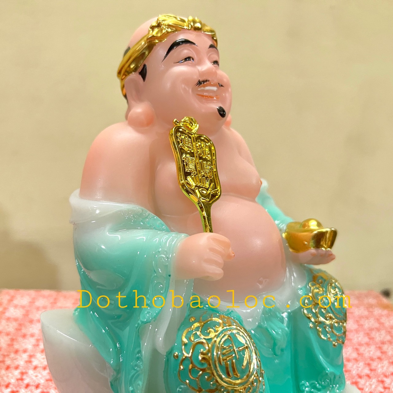 Tượng Thần Tài Thổ Địa đá cao cấp nhập khẩu Đài Loan cao 20cm – Xanh biển