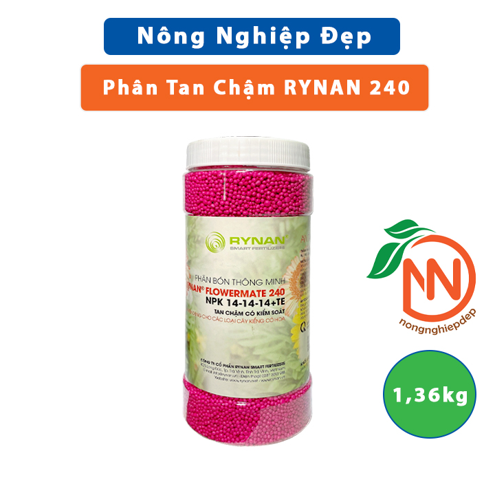 Phân RYNAN 240 (1,26kg) NPK 14-14-14+TE | Phân Tan Chậm Dành Cho Phong Lan, Hoa Hồng, Hoa mai, Bonsai