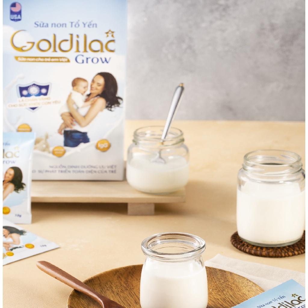 Sữa non Tổ yến GOLDILAC GROW  hộp 12 gói x 14G - Sữa dinh dưỡng cho bé từ 0-10 tuổi, hỗ trợ tăng sức đề kháng, tăng cân, giảm biếng ăn ở trẻ