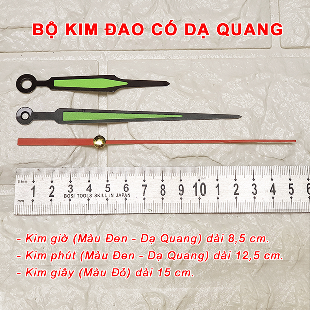 Máy Đồng Hồ Eastar Kim Trôi Độ Chính Xác Cao – Bộ Kim Đao thân Kim màu Đen có phủ Dạ Quang màu Xanh – Kèm theo Pin Maxell