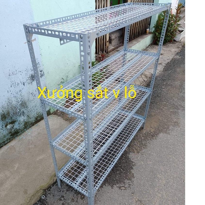 Kệ sắt v lỗ Rộng 30cm x Dài 1,5m ,Cao từ 60cm đến 1,5m ,kệ sắt v lỗ vỉ lưới sắt ô vuông nhiều tầng kệ