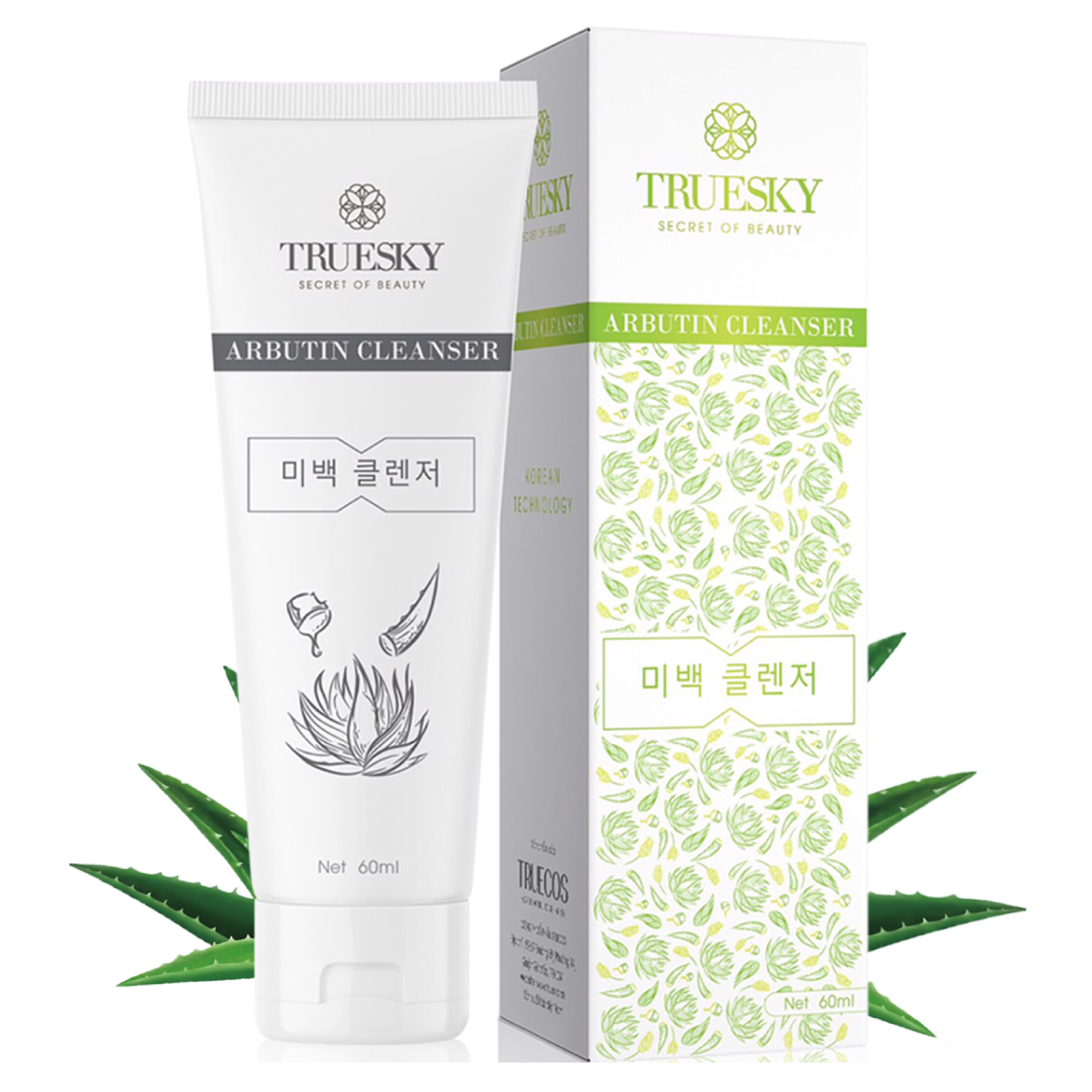 Sữa rửa mặt trắng da Truesky chiết xuất nha đam dạng tạo bọt chính hãng 60ml - Arbutin Cleanser