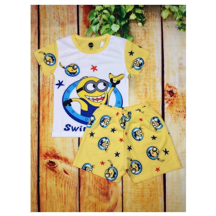 Đồ bộ bé trai hình minion từ 10-39kg. Chất thun cotton 4 chiều - Kiến Lửa