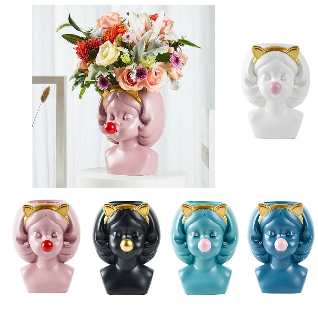 Adorable Girls Blow Bubbles Cactus Plant Pot Flower Pot Container Planter White