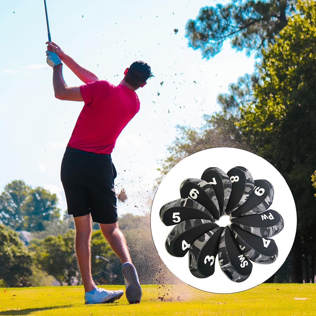 10Pcs/Pack Golf Iron Covers Set 3,4,5,6,7,8,9,S,A, Most Irons Soft