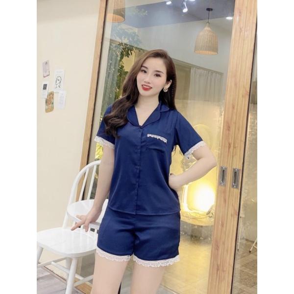 BỘ PIJAMA LỤA SATIN CỘC TAY_BỘ NGỦ PIJAMA ĐÙI_BỘ MẶC NHÀ PIJAMA
