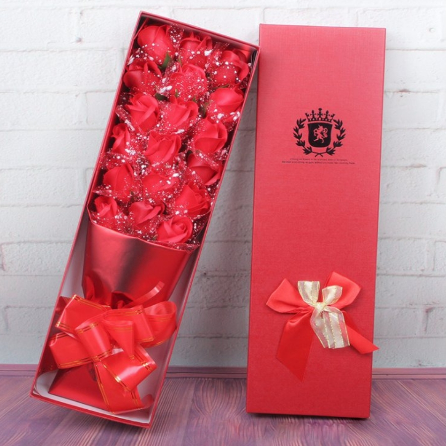 Bó Hoa Hồng 18 Bông Có Hộp Đựng Sang Trọng 48x15x8cm