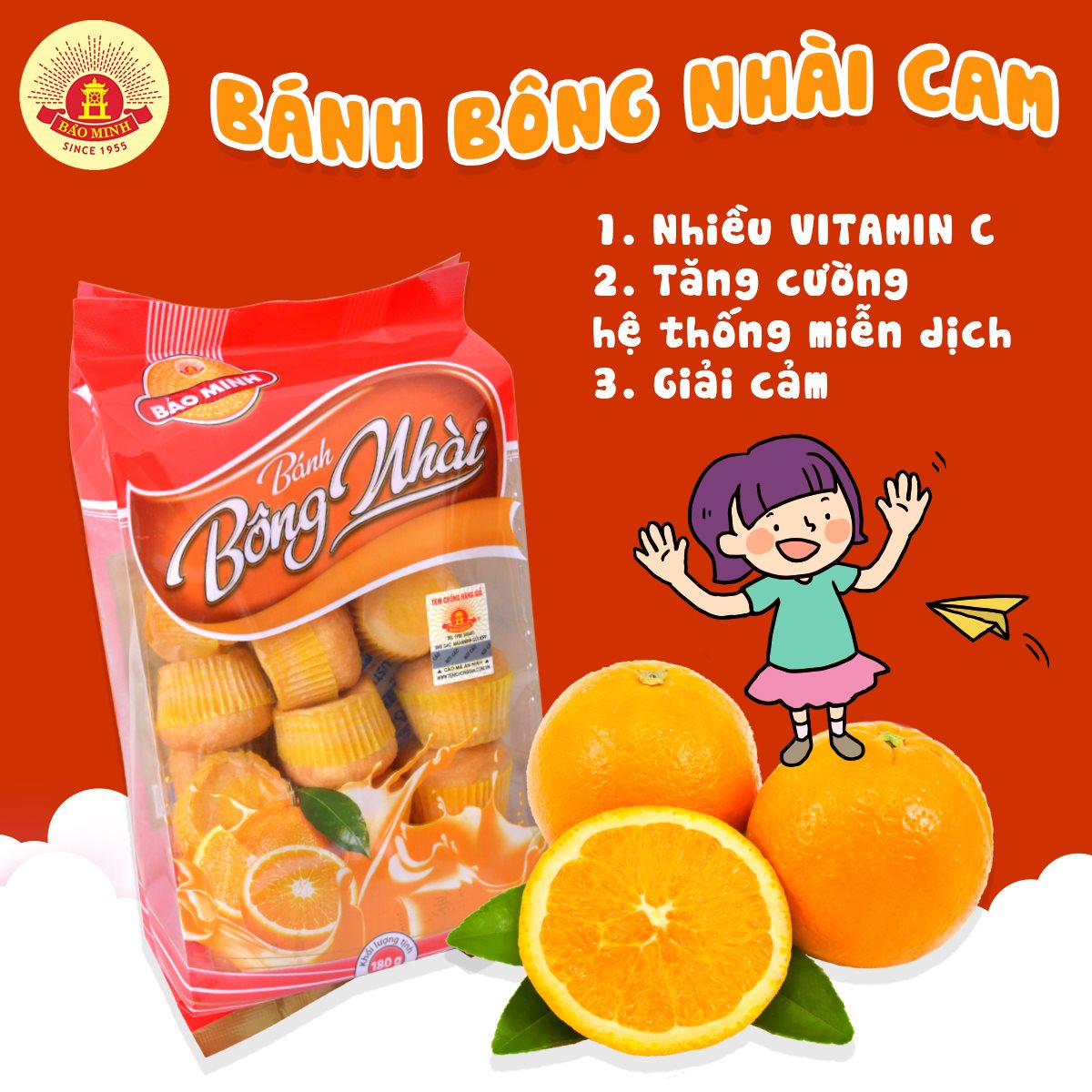 Combo 10 gói Bánh bông nhài vị cam 180gr