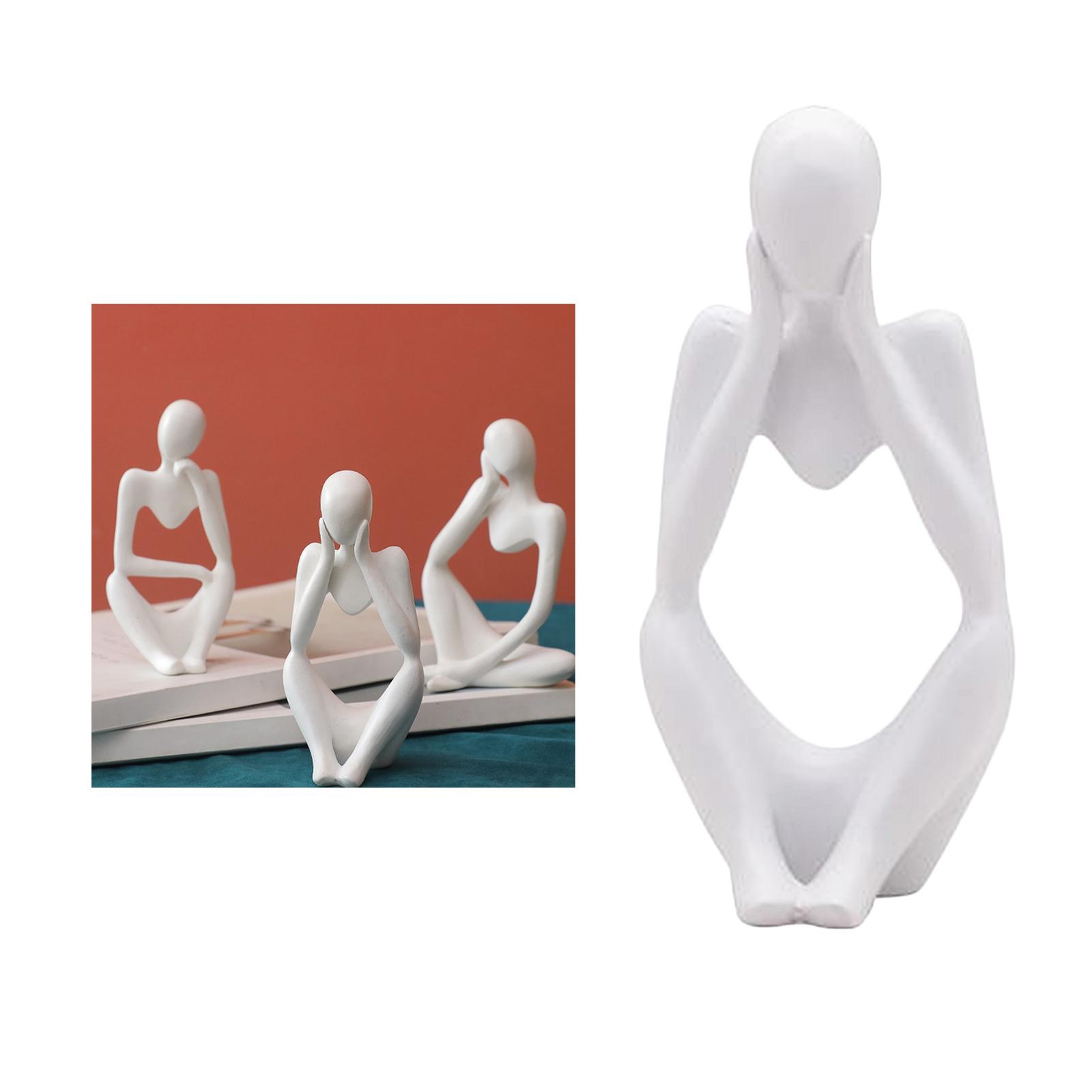 2Pcs Abstract Thinker Sculpture Resin Figurine Characters Statues Home Decor