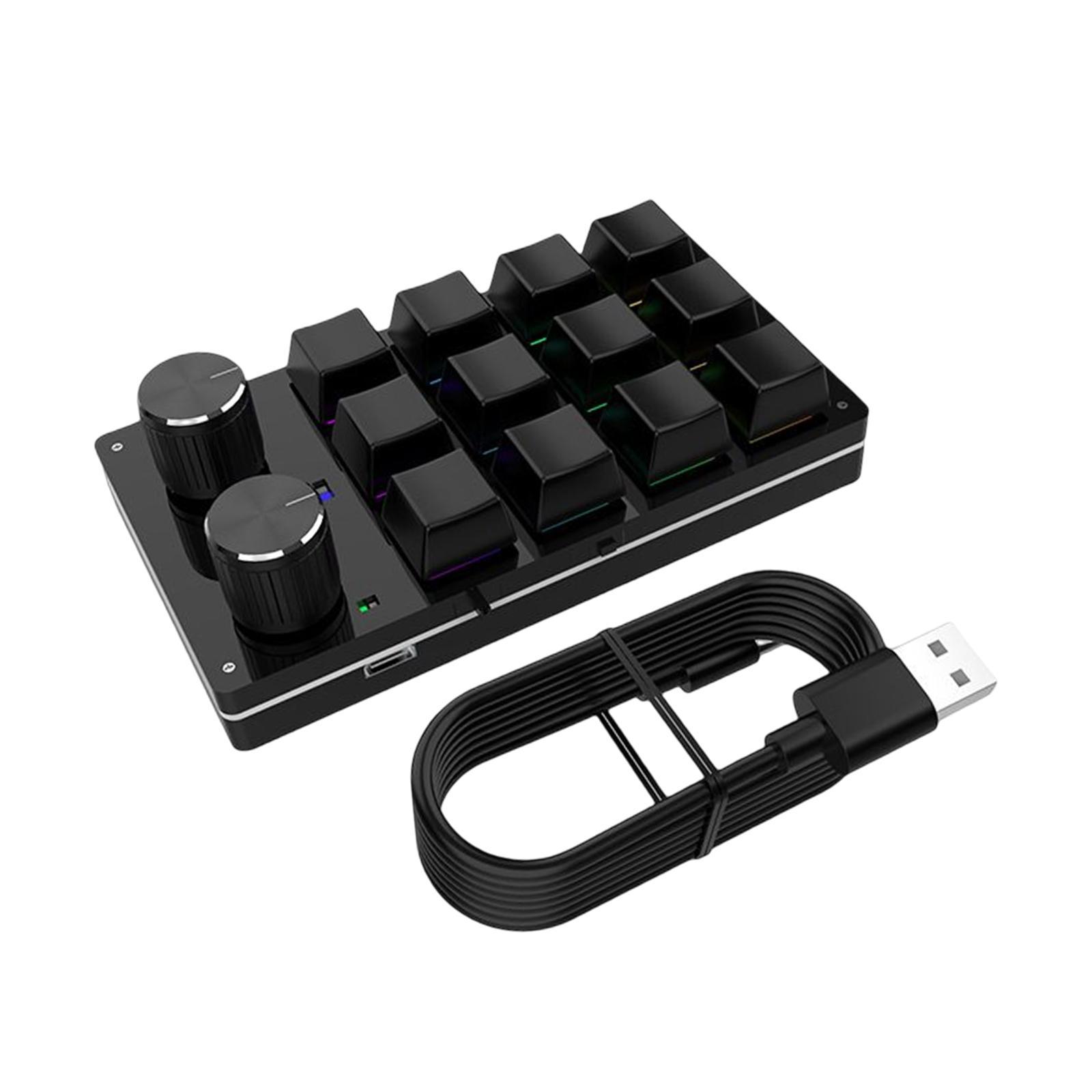 12 Key Mini Mechanical Keyboard  Keypad RGB Lights for Office