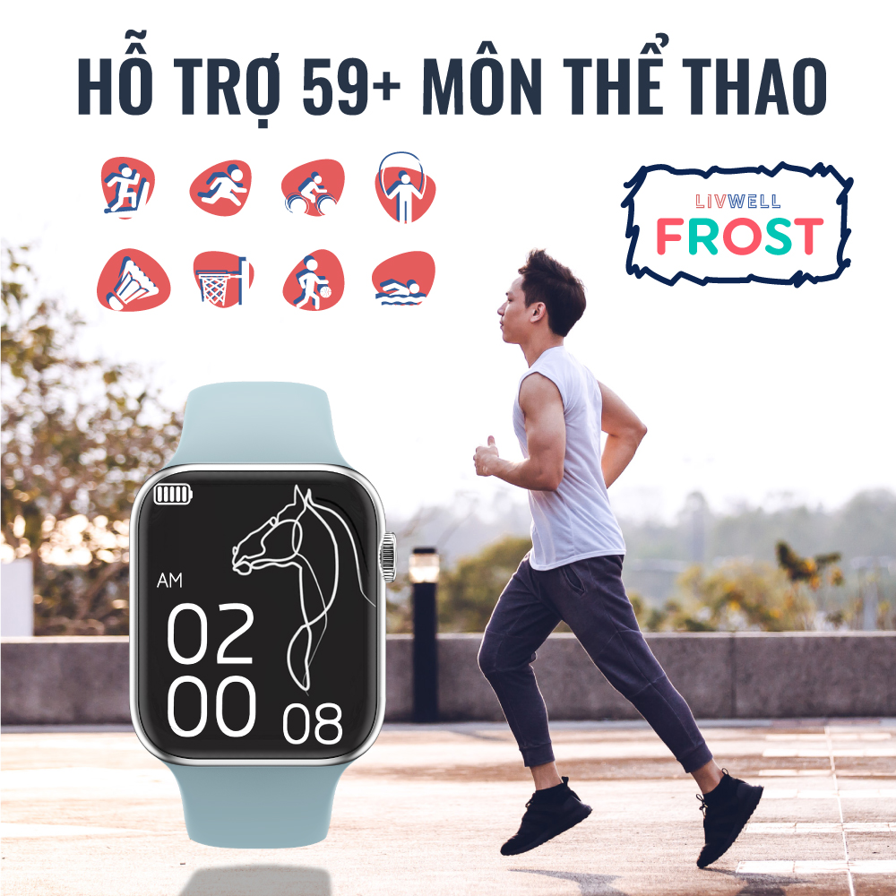 Đồng hồ thông minh LivWell Frost - Hàng Chính Hãng - Bảo Hành 12 Tháng 1 Đổi 1 - XÁM LẠNH