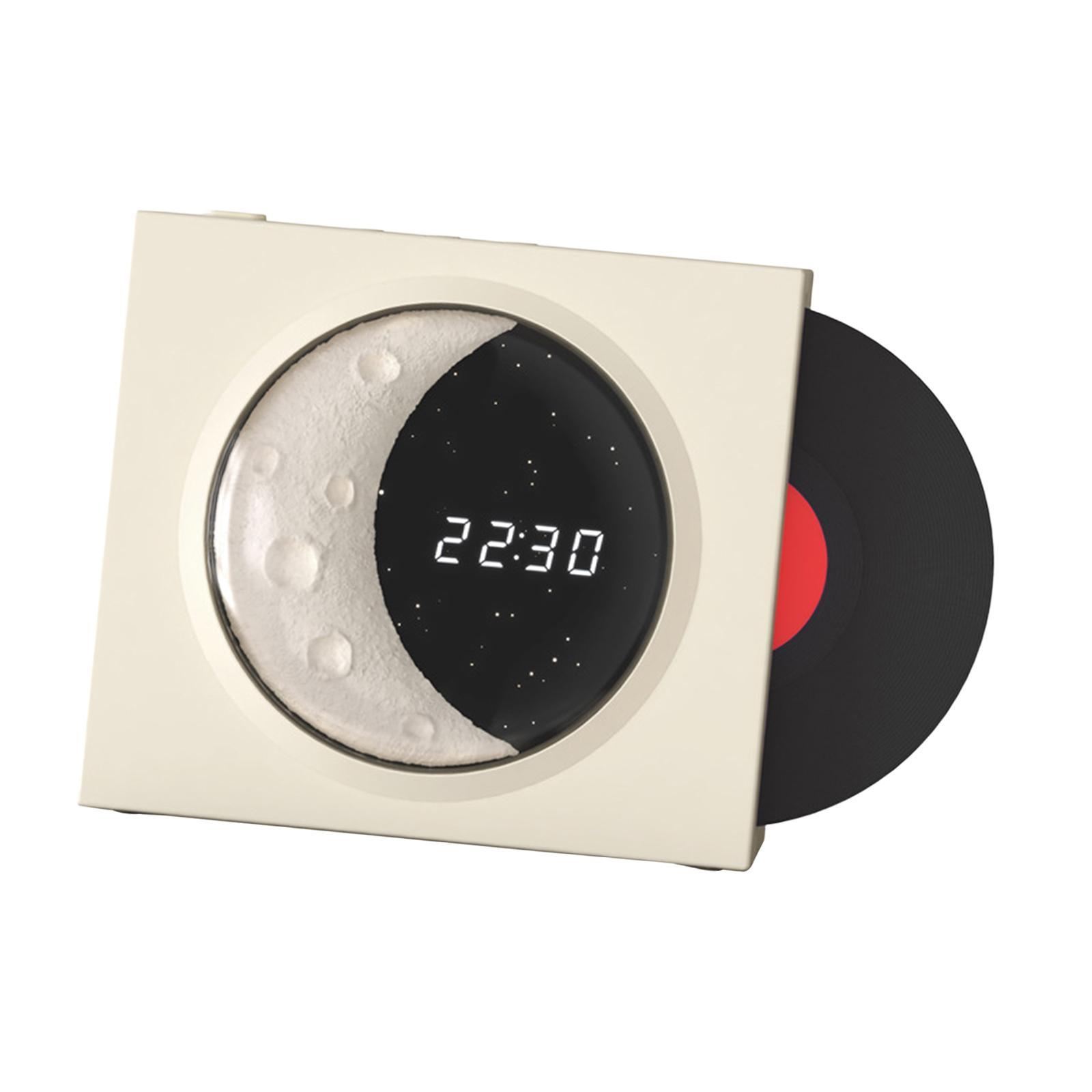 Vinyl Player Speaker, Speaker with Clock HiFi Sound Night Light Sound Box 360° Stereo Sound Vintage Portable Speaker for Home, Office, Party