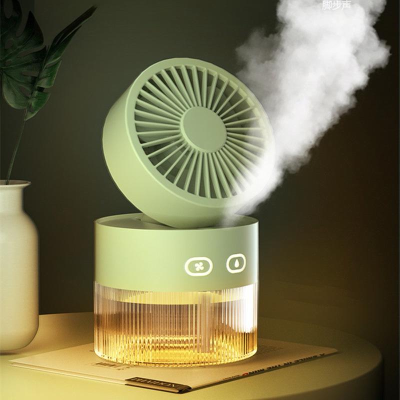JIASHI Quạt Làm Mát mini Để Bàn Có Đèn Ngủ Và Phun Sương Điều Chỉnh Được Hàng nhập khẩu