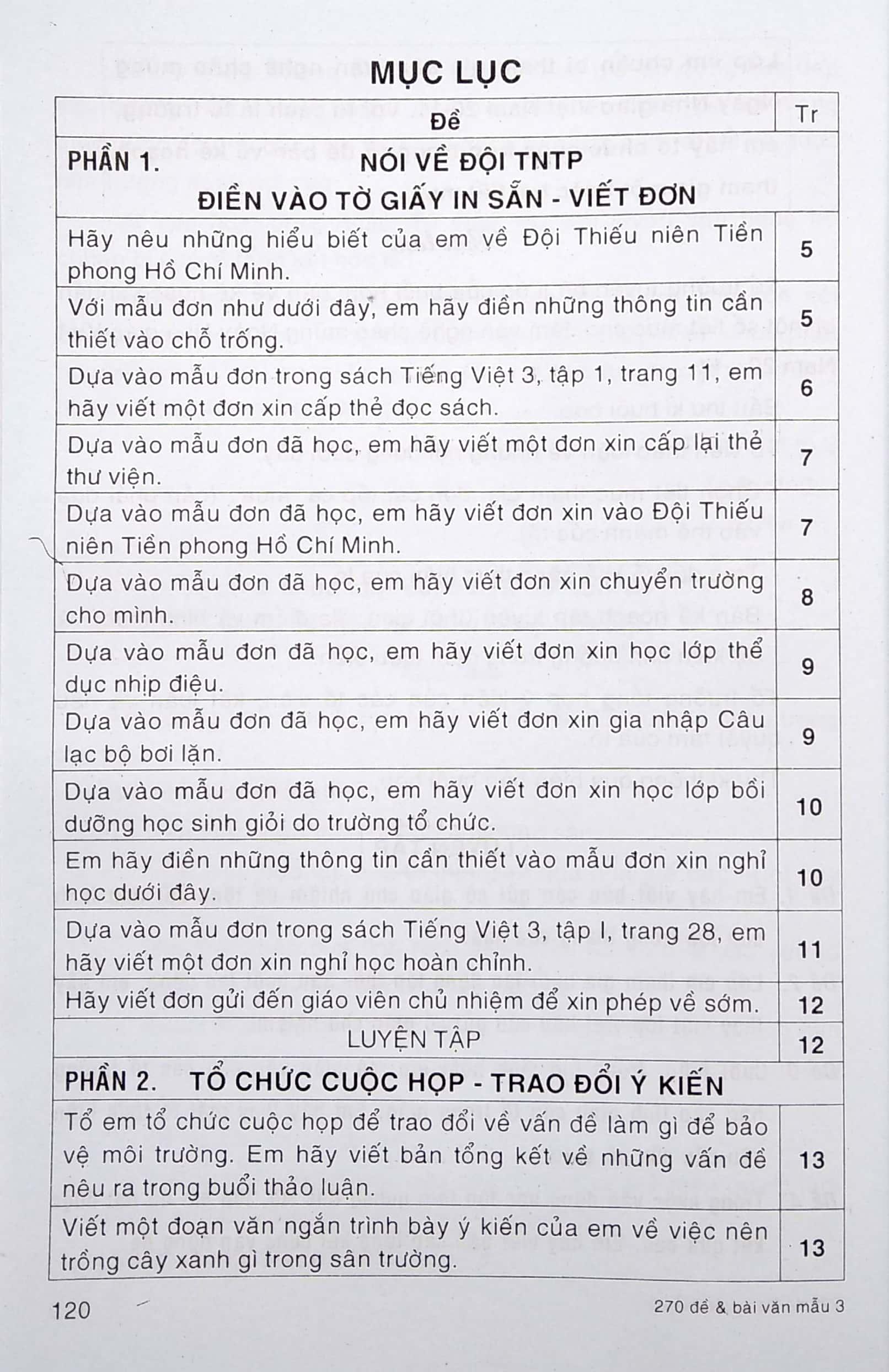 270 Đề Và Bài Làm Văn Mẫu 3