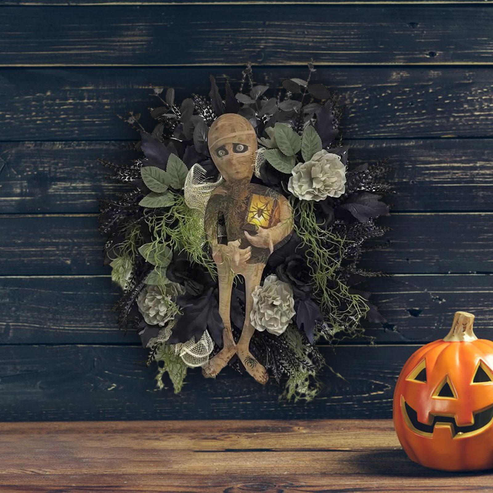 Halloween Wreath Flower Wreath Wall Hanging Artificial Wreaths Home Decor Indoor Front Door Wreath for Festivals Photo Props Party
