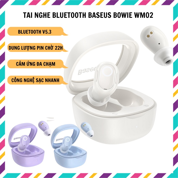 Tai Nghe Bluetooth Không Dây Sothing Baseus Bowie WM02, Bluetooth 5.3 Thời Lượng Pin Dài- Hàng Chính Hãng