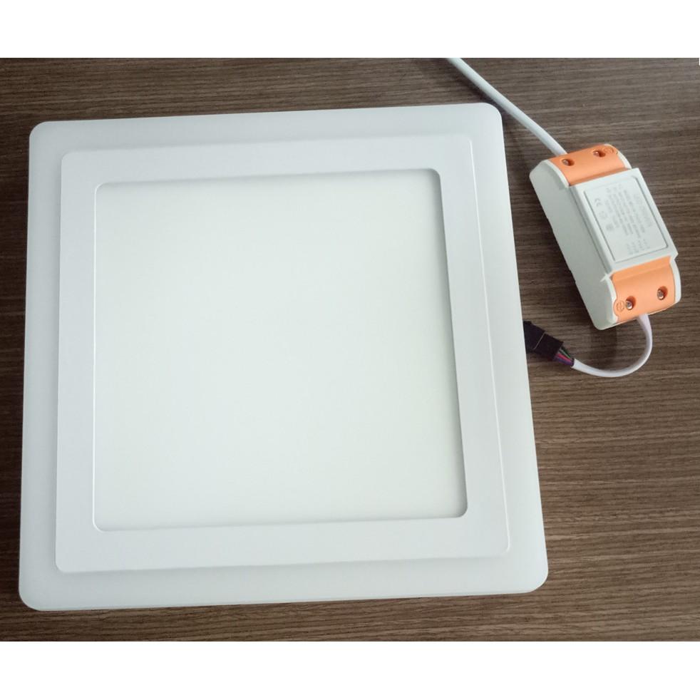 Bộ 5 đèn led nổi ốp trần 24w vuông 2 màu 3 chế độ ánh sáng trắng xanh dương