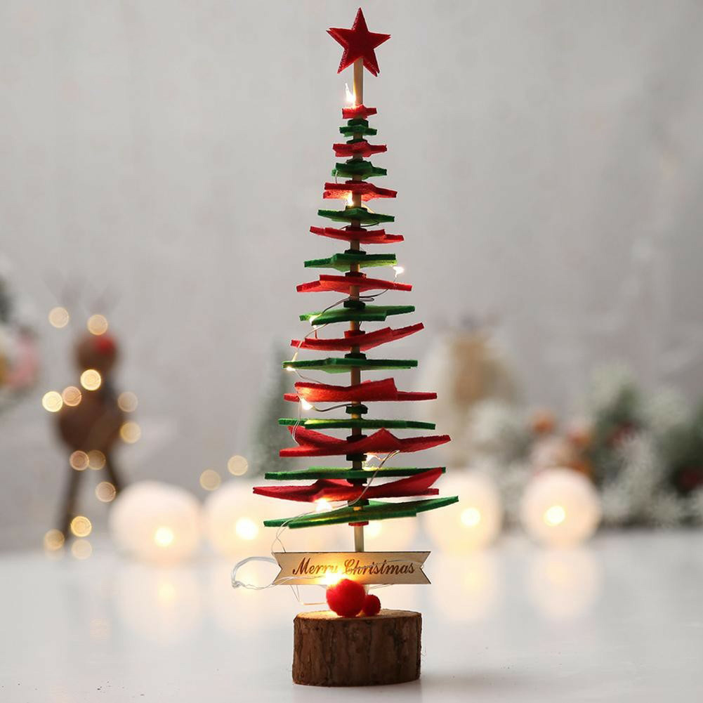 Bộ xếp mô hình cây thông Noel đế gỗ Merry Chirstmas 33cm