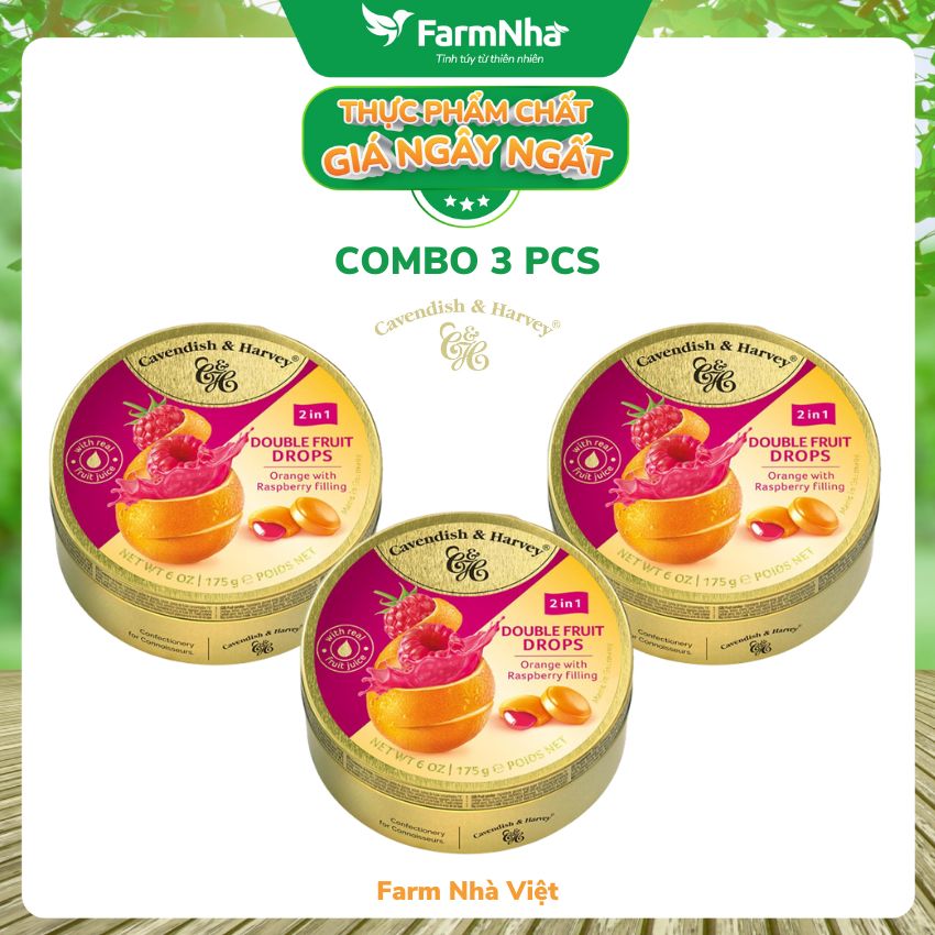 Kẹo trái cây Cavendish & Harvey Vị Orange with Raspberry filling 175g - Hương vị tự nhiên đến từ Đức