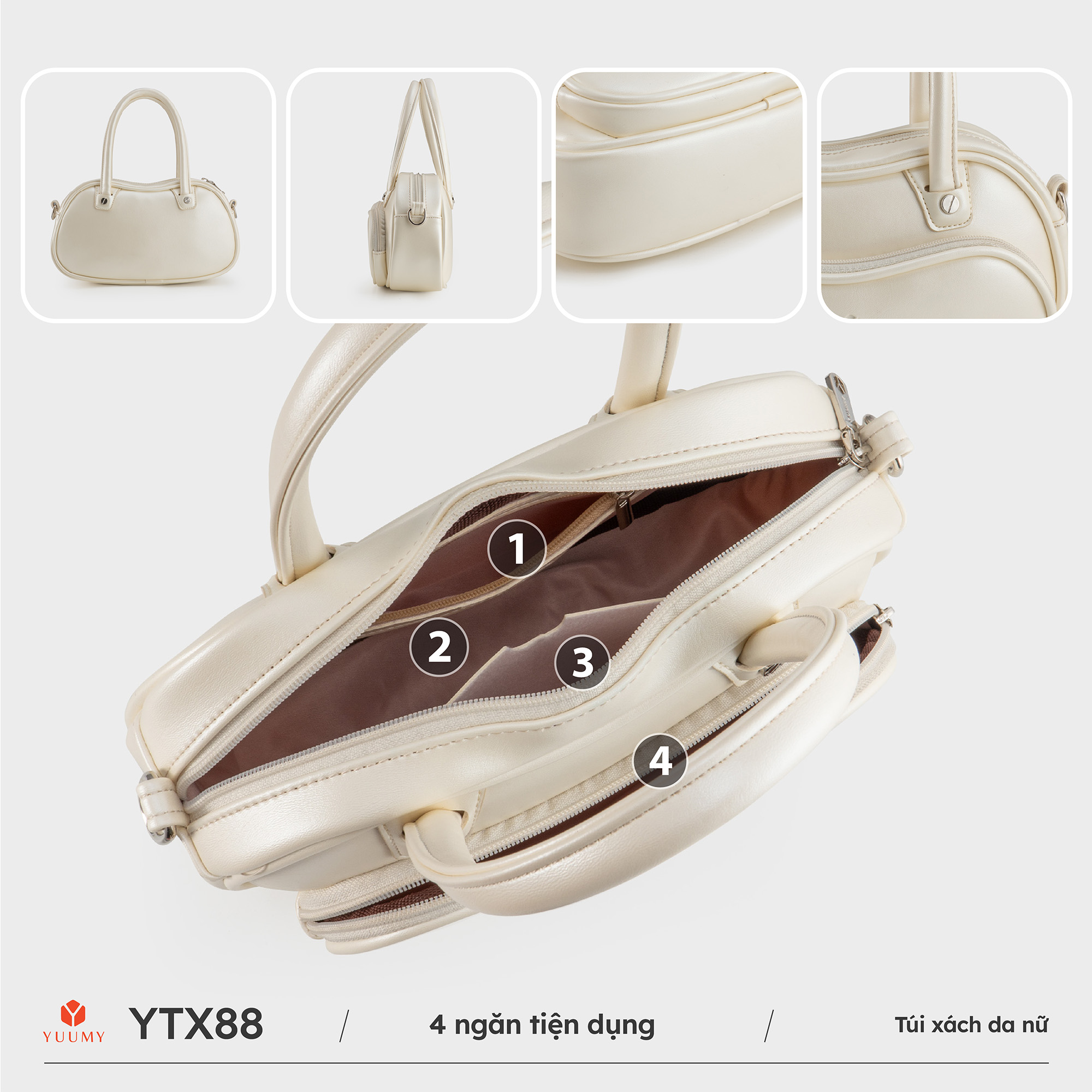 Túi Yuumy ( Thời trang nữ thiết kế dáng vòm cá tính - Túi xách da Glossy YTX88 )