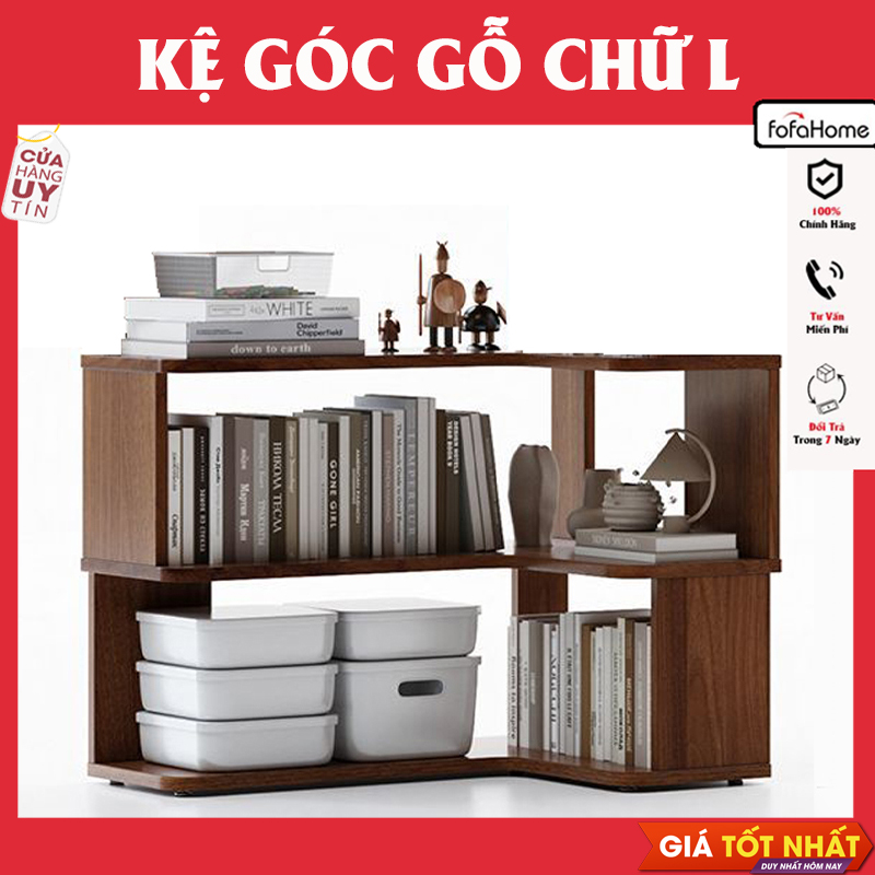 Tủ Góc Tường, Kệ Sách Nhiều Tầng Cao Cấp Dễ Lắp Ráp Chữ L Gỗ MDF Chắc Chắn