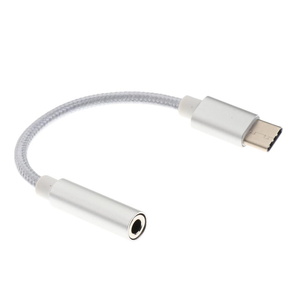 4x USB-C Type C To 3.5 Mm Headphone Jack Adapter Earphone Audio Cable Silver