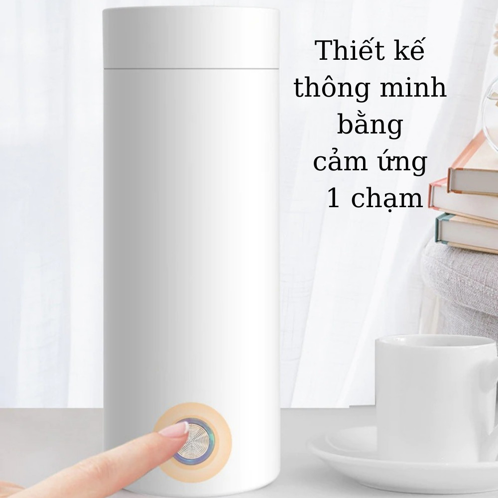 Bình đun nước kiêm giữ nhiệt TGN.02 dung tích 400ml - Bình giữ nhiệt cắm điện 220V thông minh cao cấp (Tặng kèm đế lót cốc bằng gỗ)