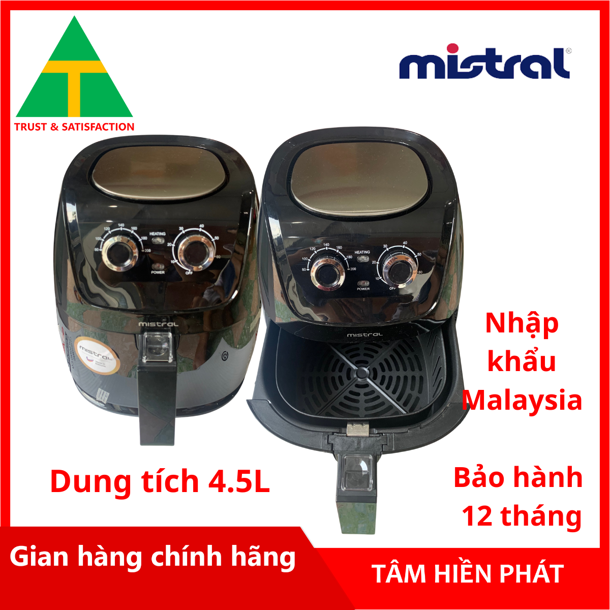 Nồi chiên không dầu Mistral MAF480M (4.5L) - Hàng chính hãng - Nhập khẩu Malaysia