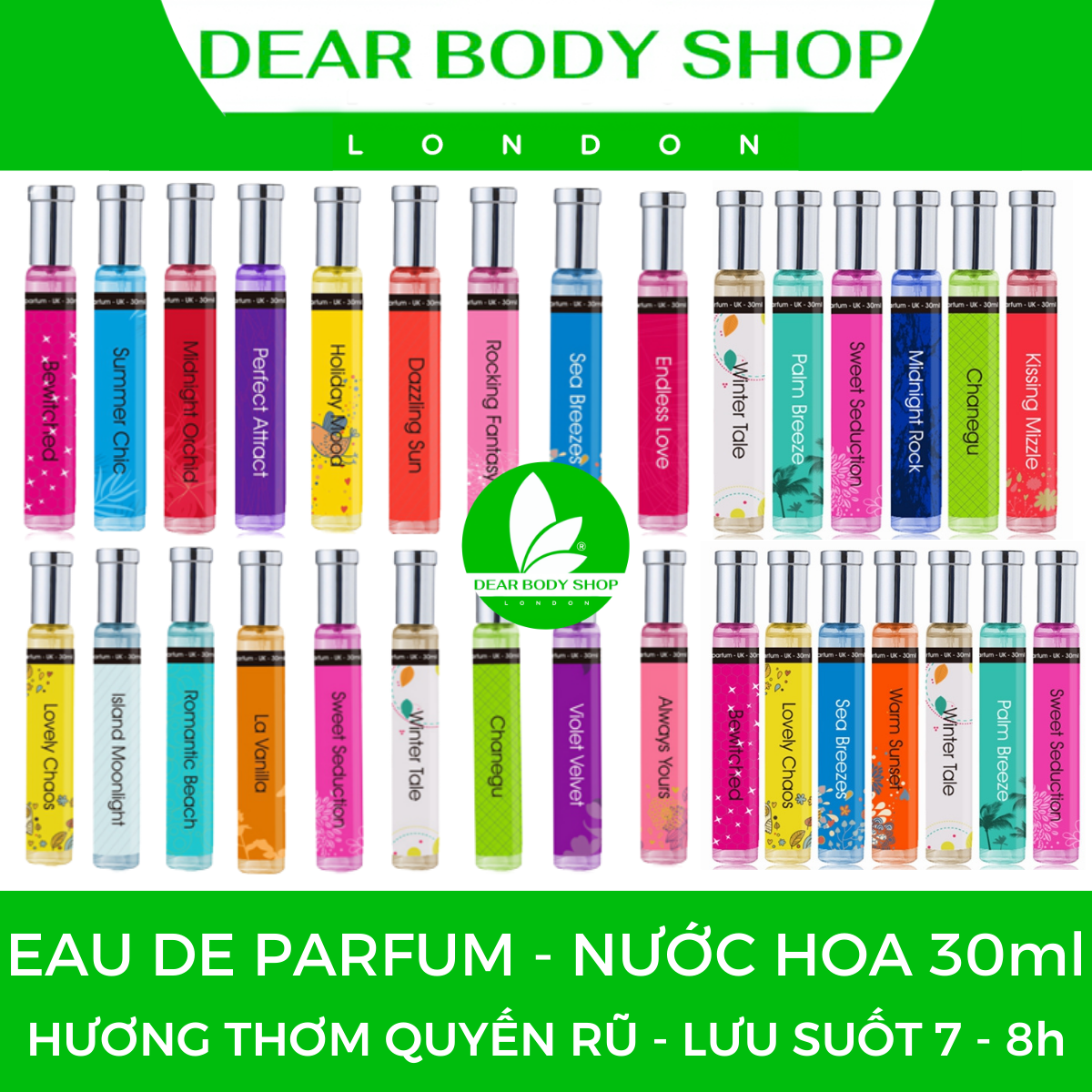 NƯỚC HOA DEAR BODY - EAU DE PARFUME 30ml - GIẢI PHÁP HƯƠNG THƠM CƠ THỂ - QUYẾN RŨ - HẤP DẪN - LƯU HƯƠNG 8-10h