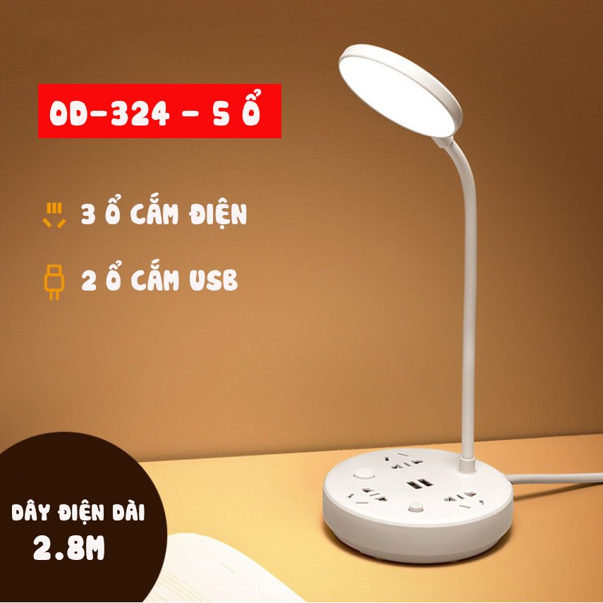Ổ Cắm Điện Thông Minh Kiêm Đèn Bàn OD-324 - Tích Hợp  Chiếu Sáng - 3 Chế Độ Sáng