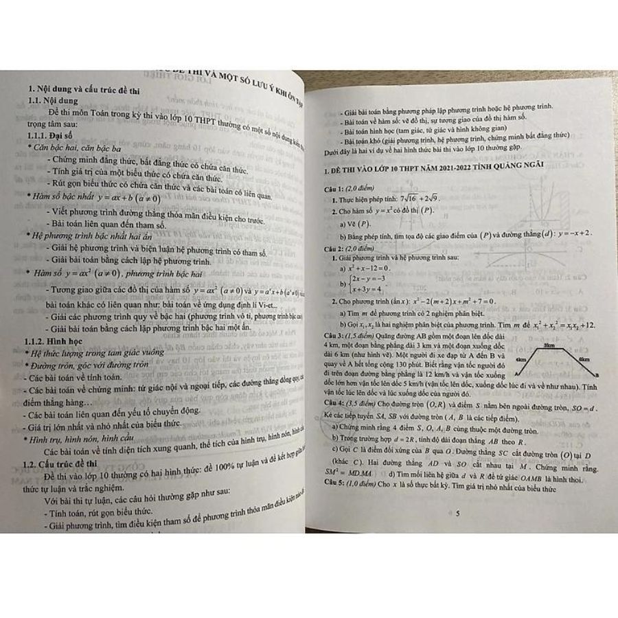 Bộ sách 2 cuốn Bộ Đề Ôn Luyện Thi Vào Lớp 10 THPT Môn Toán - Văn