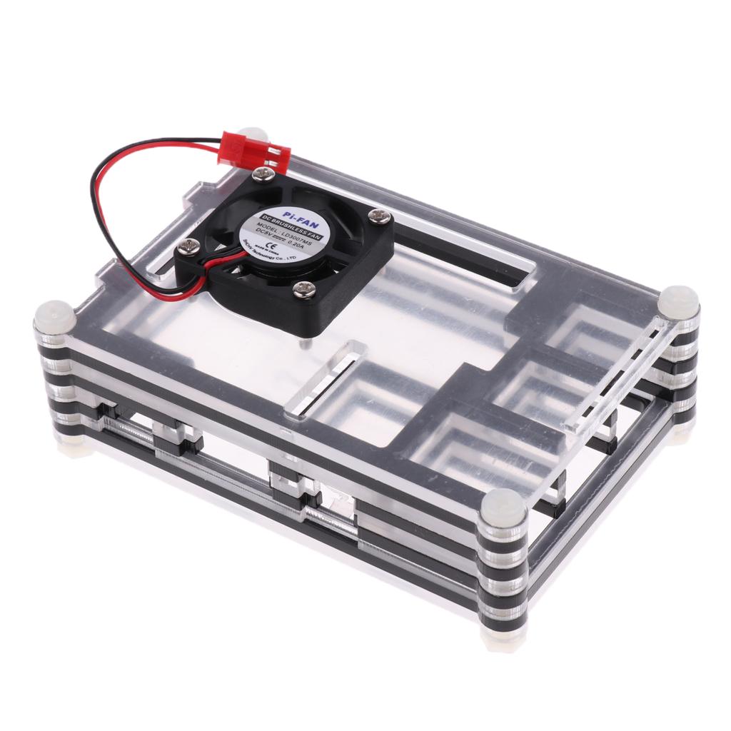 Transparent Acrylic Case with Fan and 2.5A Power Supply for Raspberry Pi 2 3