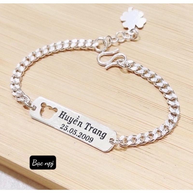 Lắc tay Khắc Tên , Miễn phí khắc theo yêu cầu ️ Vòng tay khắc tên Bạc Ta- Bạc Npj