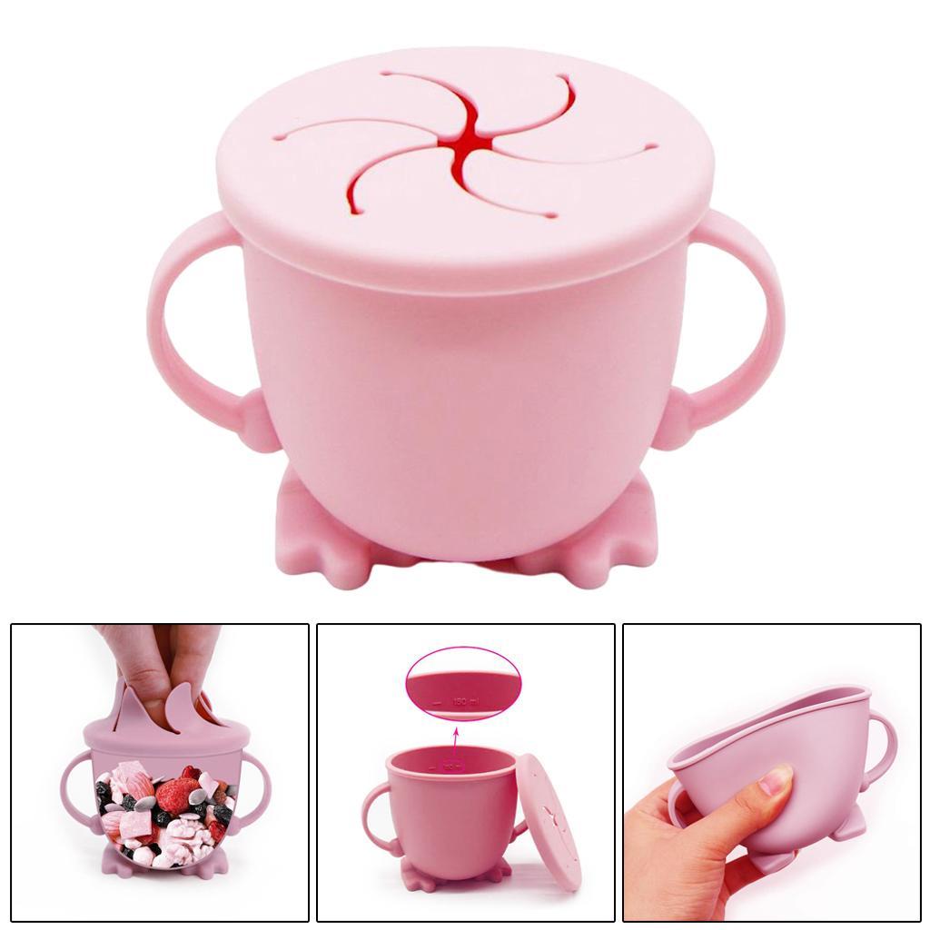 Baby Toddler Silicone With Lid Snack Food Bowl Portable Pink