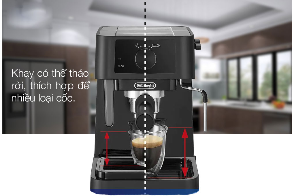 Máy Pha Cà Phê Delonghi EC230, Máy Pha Cafe, 1.1L, 3 Phin Lọc, Áp Suất 15 Bar, Nhập Đức, BH 12 Tháng, Hàng Chính Hãng