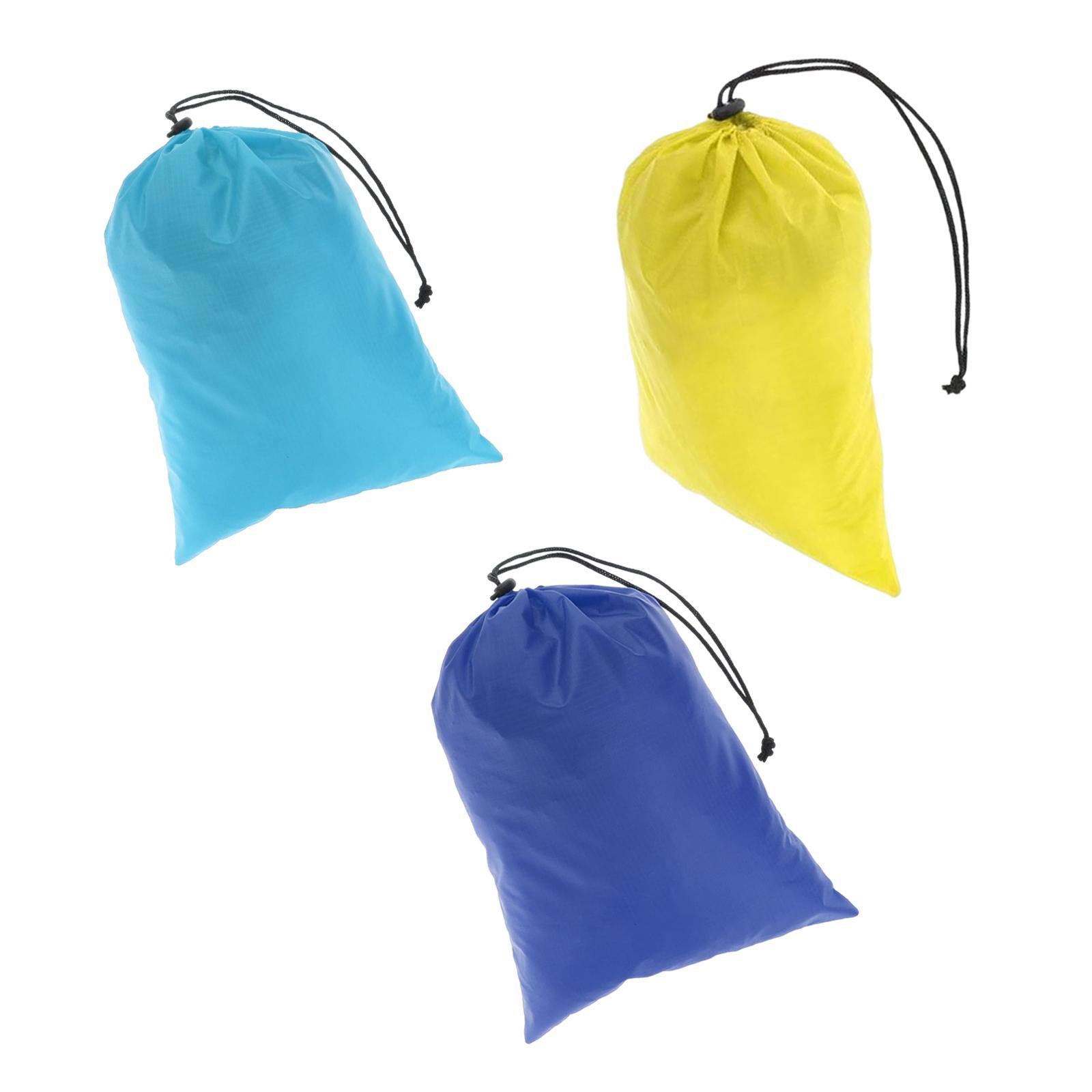 3pcs Portable Travel Camping Waterproof Nylon Drawstring Storage Bags Pouch Stuff Sacks
