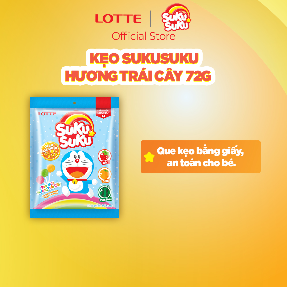 Kẹo SukuSuku hương trái cây 72 g