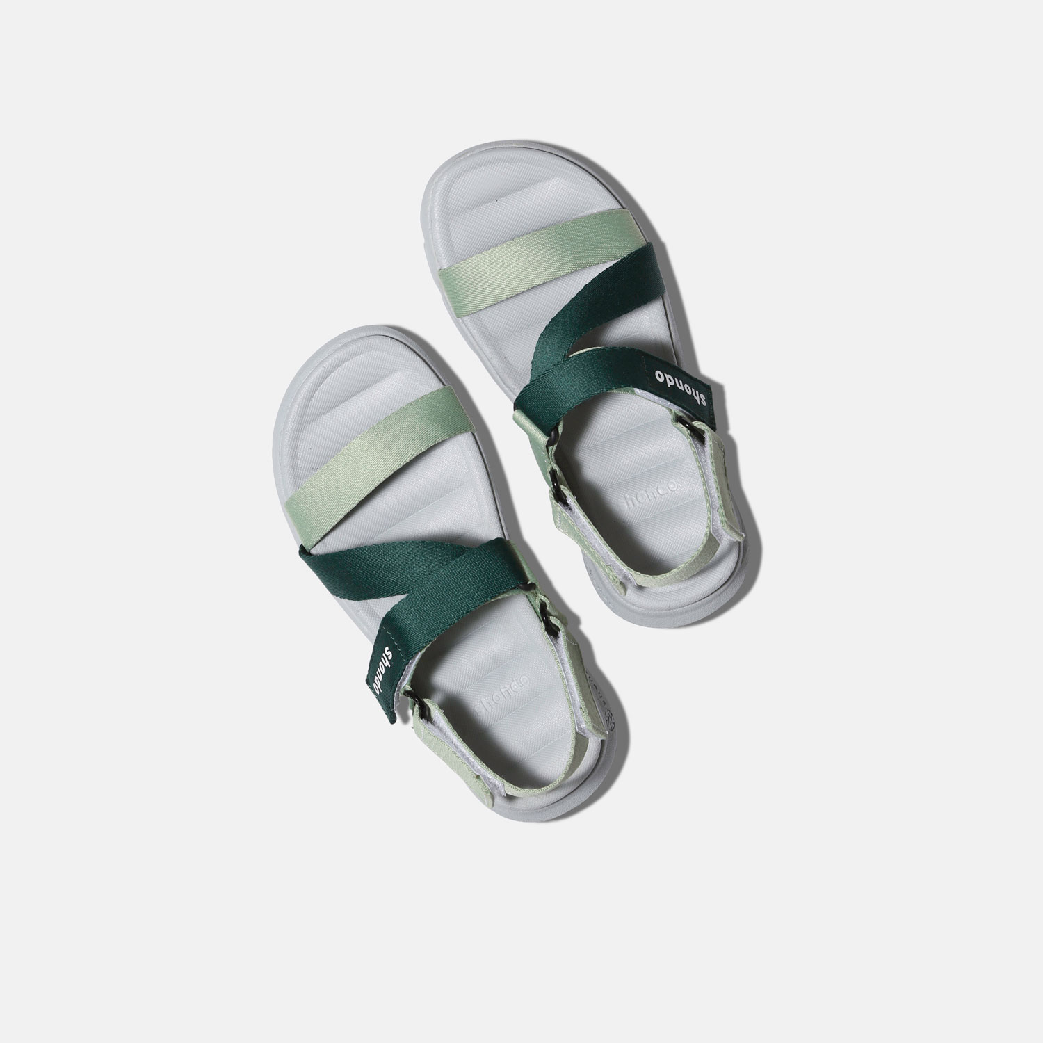 Giày sandal Shondo nam nữ đi học đế bằng ombre xanh lá F6S2140