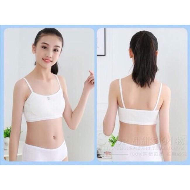 Áo lá học sinh 2 dây - áo lá có mút không gọng áo lót cho bé gái tuổi dậy thì lớp 6 màu trắng màu đen màu xám màu hồng
