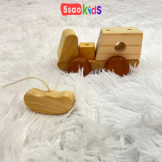 Ô tô lắp ghép mini bằng gỗ - 5saokids