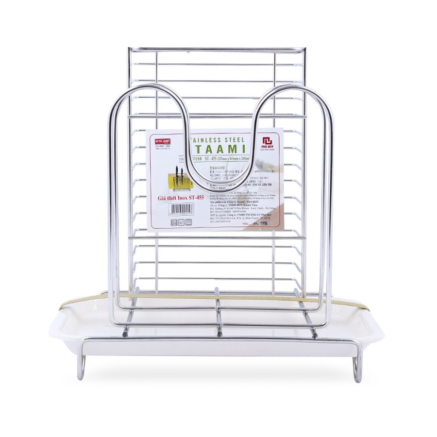Giá giữ thớt inox cao cấp kèm khay hứng kiểu Hàn Quốc ST-455