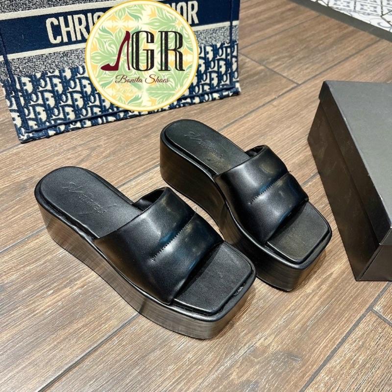 Dép xuồng phồng viền giữa HNH cao 7 cm da mềm