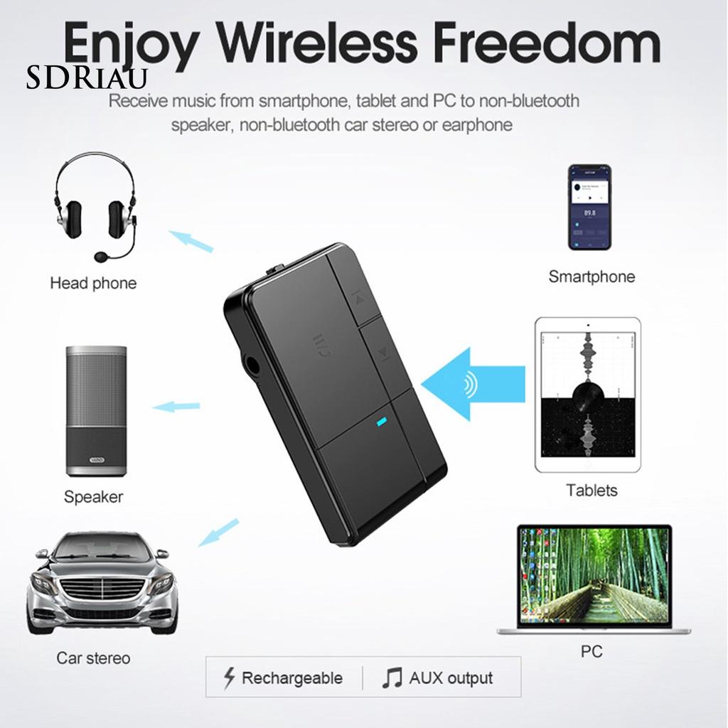 *QCDZ* J20 Bluetooth 5.0 Receiver Handfree 3.5mm Jack Portable AUX Audio Adapter for Car